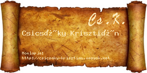 Csicsáky Krisztián névjegykártya